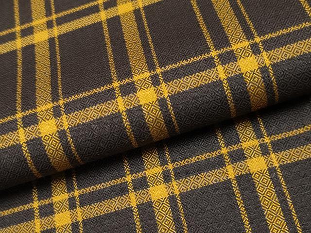 平和屋本店●極上　本場黄八丈　黒八丈　まるまなこ　紬　格子柄　逸品　CYAA4930s6