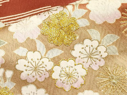 平和屋着物●極上　創業460年・千總　色留袖　駒刺繍　霞枝花文　暈し染め　金彩　赤茶色地　逸品　CYAA4931s6