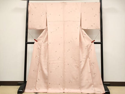 平和屋着物●極上　小紋　総刺繍　鞠花文　一斤染色地　逸品　CYAA4933s6