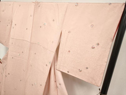 平和屋着物●極上　小紋　総刺繍　鞠花文　一斤染色地　逸品　CYAA4933s6