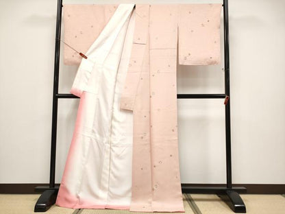 平和屋着物●極上　小紋　総刺繍　鞠花文　一斤染色地　逸品　CYAA4933s6