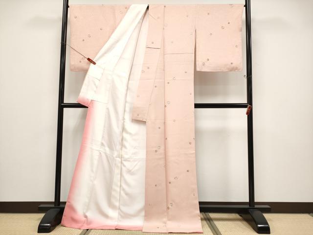 平和屋着物●極上　小紋　総刺繍　鞠花文　一斤染色地　逸品　CYAA4933s6