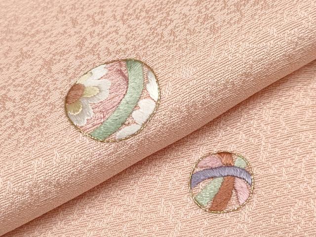 平和屋着物●極上　小紋　総刺繍　鞠花文　一斤染色地　逸品　CYAA4933s6