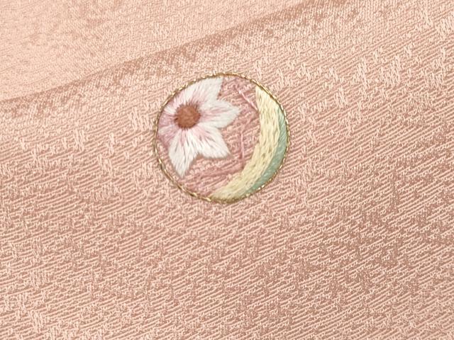 平和屋着物●極上　小紋　総刺繍　鞠花文　一斤染色地　逸品　CYAA4933s6