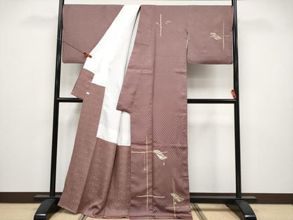平和屋本店●極上　山口美術織物　皇室　伊勢神宮御用　西陣織　訪問着　総刺繍　誰が袖花文　金糸　煤竹色地　逸品　CYAA4934s6