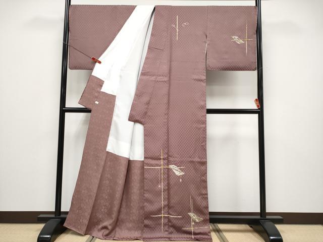 平和屋本店●極上　山口美術織物　皇室　伊勢神宮御用　西陣織　訪問着　総刺繍　誰が袖花文　金糸　煤竹色地　逸品　CYAA4934s6