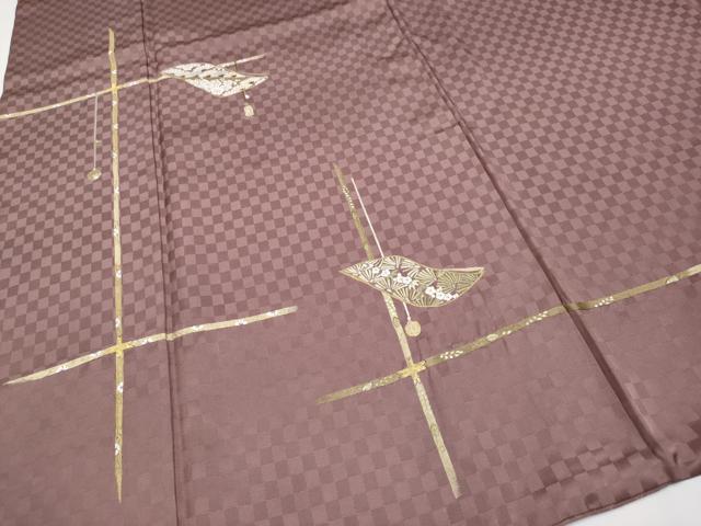 平和屋本店●極上　山口美術織物　皇室　伊勢神宮御用　西陣織　訪問着　総刺繍　誰が袖花文　金糸　煤竹色地　逸品　CYAA4934s6