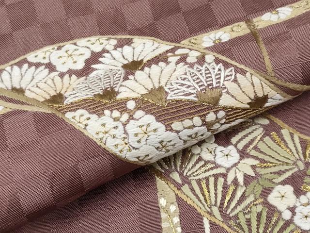 平和屋本店●極上　山口美術織物　皇室　伊勢神宮御用　西陣織　訪問着　総刺繍　誰が袖花文　金糸　煤竹色地　逸品　CYAA4934s6