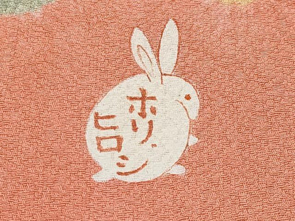 平和屋本店●極上　人形作家・ホリヒロシ　訪問着　手描き　絞り　雪輪跳兎花文　濃紺地　鈴乃屋扱い　逸品　CYAA4935s6