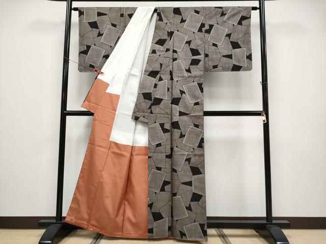 平和屋本店●希少　本場大島紬　吉三郎　吉織物謹製　割込絣織　泥染め　色紙の宴　証紙付き　逸品　未使用　CYAA4936s6