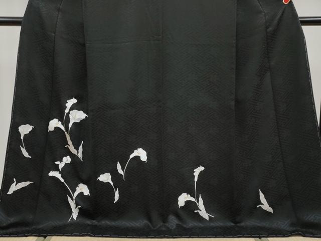 平和屋着物●極上　訪問着　総刺繍　カラー　黒地　逸品　未使用　CYAA4937s6