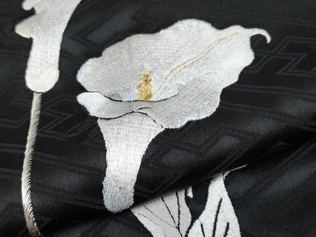 平和屋着物●極上　訪問着　総刺繍　カラー　黒地　逸品　未使用　CYAA4937s6