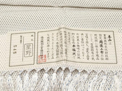 平和屋本店▽極上　男性　本塩沢　単衣　蚊絣　星野謹製　証紙付き　逸品　CYAA4938s6