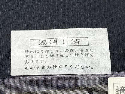 平和屋本店＊極上　夏物　男性　東郷織物謹製　本場大島紬　夏大島　キングサイズ　みじん格子　濃紺地　証紙付き　逸品　CYAA4941s6
