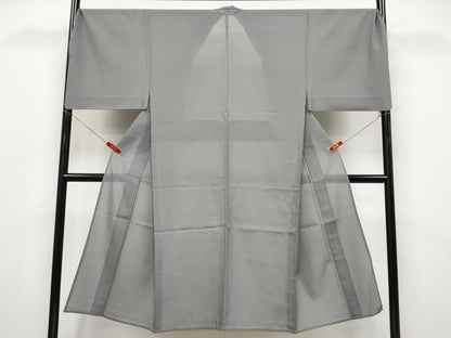 平和屋本店＊極上 夏物 男性 本場縞大島紬 夏大島 キングサイズ 色無地 灰色地 上村絹織物謹製 証紙付き 逸品 CYAA4942s6