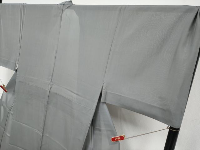 平和屋本店＊極上 夏物 男性 本場縞大島紬 夏大島 キングサイズ 色無地 灰色地 上村絹織物謹製 証紙付き 逸品 CYAA4942s6