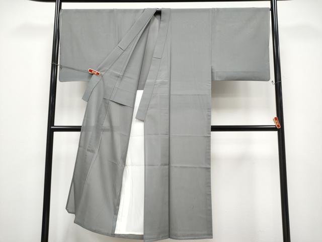 平和屋本店＊極上 夏物 男性 本場縞大島紬 夏大島 キングサイズ 色無地 灰色地 上村絹織物謹製 証紙付き 逸品 CYAA4942s6