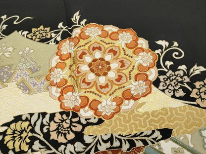 平和屋本店●極上　創業460年・千總　黒留袖　駒刺繍　正倉院更紗唐草文　金彩　高島屋扱い　逸品　CYAA4946s6