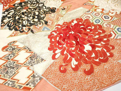 平和屋本店●極上　アンティーク　大正ロマン　中国三大刺繍　相良刺繍　駒刺繍　振袖　乱菊　梅　金彩　曙色地　逸品　CYAA4948s6