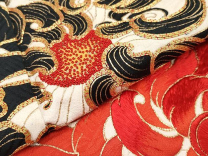 平和屋本店●極上　アンティーク　大正ロマン　中国三大刺繍　相良刺繍　駒刺繍　振袖　乱菊　梅　金彩　曙色地　逸品　CYAA4948s6