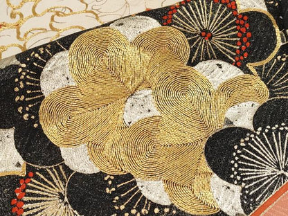平和屋本店●極上　アンティーク　大正ロマン　中国三大刺繍　相良刺繍　駒刺繍　振袖　乱菊　梅　金彩　曙色地　逸品　CYAA4948s6
