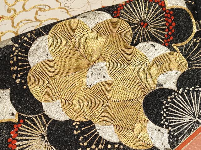 平和屋本店●極上　アンティーク　大正ロマン　中国三大刺繍　相良刺繍　駒刺繍　振袖　乱菊　梅　金彩　曙色地　逸品　CYAA4948s6