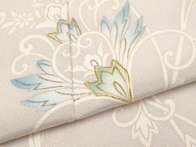 平和屋本店●極上　訪問着　駒刺繍　更紗唐草文　金彩　桜色地　逸品　未使用　CYAA4951s6