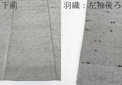 平和屋着物●極上　男性　髭紬　アンサンブル　キングサイズ　色無地　煤色地　逸品　CYAA4960s6