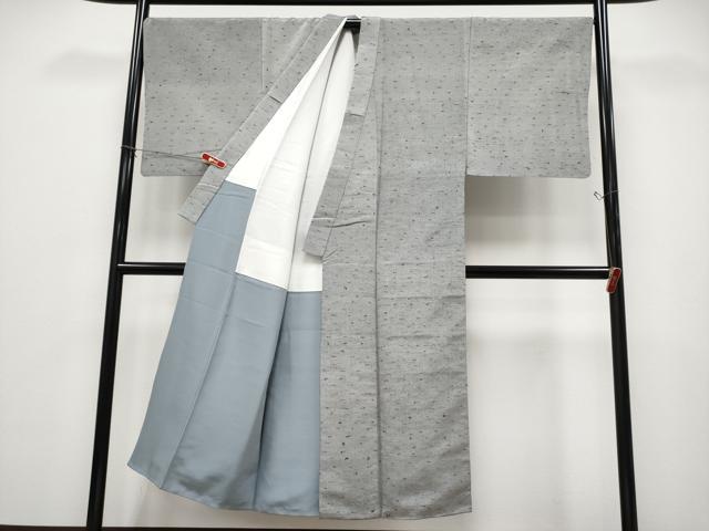 平和屋着物●極上　男性　髭紬　アンサンブル　キングサイズ　色無地　煤色地　逸品　CYAA4960s6