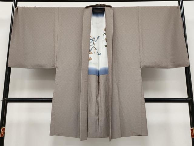平和屋本店∞極上　男性　長羽織　キングサイズ　網代文　銀煤竹色地　逸品　CYAA5036s6