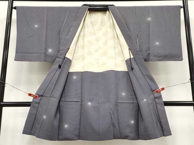 平和屋本店∞極上　工芸呉服　芥川　長羽織　あられ文　蛍暈し　濃鼠色地　たとう紙付き　逸品　CYAA4965s6