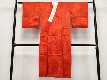 平和屋本店●極上　アンティーク　大正ロマン　長襦袢　袷　花青海波地紋　逸品　CYAA4966s6