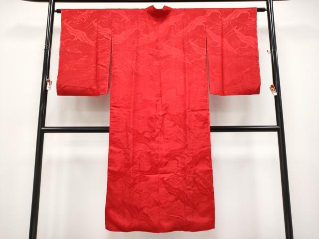 平和屋本店●極上　アンティーク　大正ロマン　長襦袢　袷　立波飛鶴地紋　逸品　CYAA4967s6