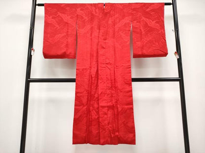 平和屋本店●極上　アンティーク　大正ロマン　長襦袢　袷　立波飛鶴地紋　逸品　CYAA4967s6