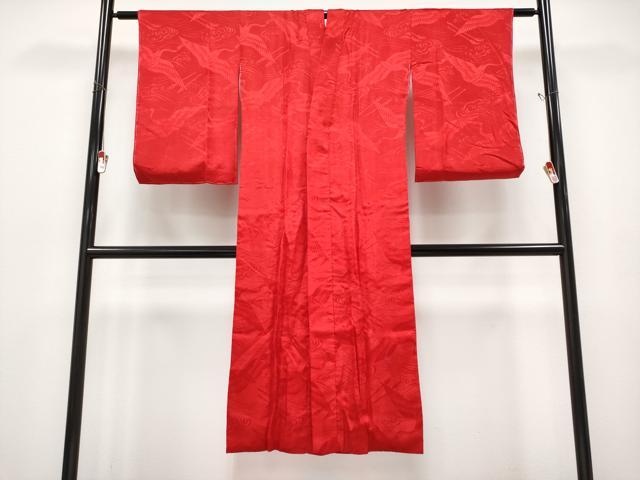 平和屋本店●極上　アンティーク　大正ロマン　長襦袢　袷　立波飛鶴地紋　逸品　CYAA4967s6