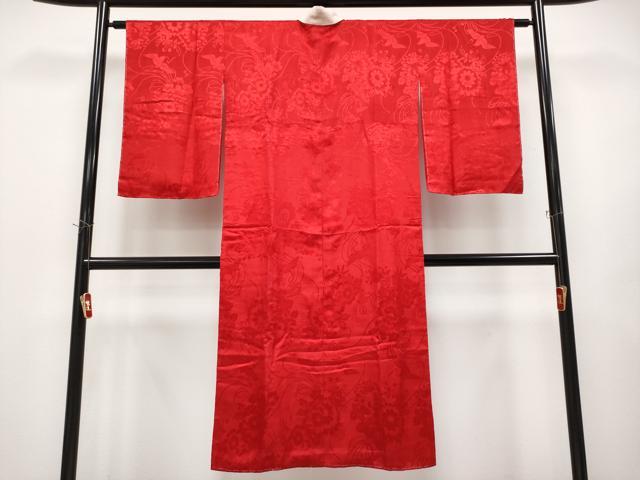 平和屋本店●極上　アンティーク　大正ロマン　長襦袢　袷　飛鶴草花地紋　逸品　CYAA4971s6