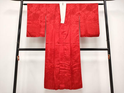 平和屋本店●極上　アンティーク　大正ロマン　長襦袢　袷　飛鶴草花地紋　逸品　CYAA4971s6