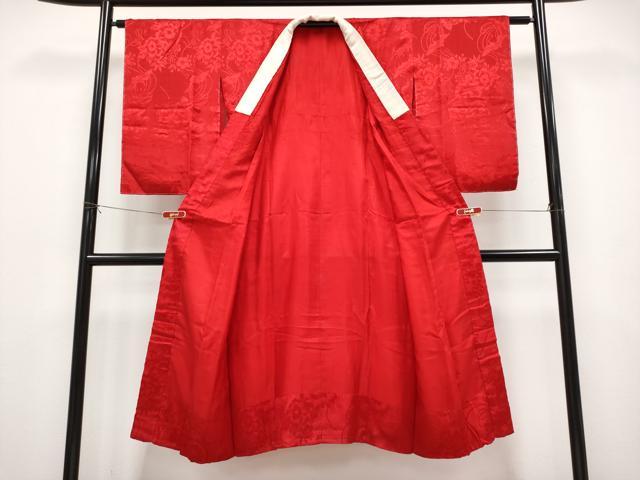 平和屋本店●極上　アンティーク　大正ロマン　長襦袢　袷　飛鶴草花地紋　逸品　CYAA4971s6