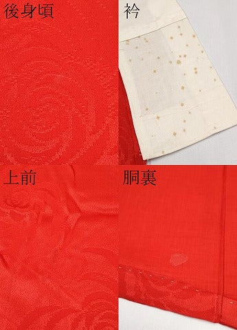 平和屋本店●極上　アンティーク　大正ロマン　長襦袢　袷　舞花地紋　逸品　CYAA4972s6