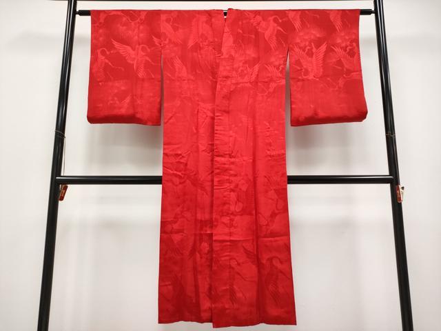平和屋本店●極上　アンティーク　大正ロマン　長襦袢　袷　飛鶴松葉地紋　逸品　CYAA4973s6