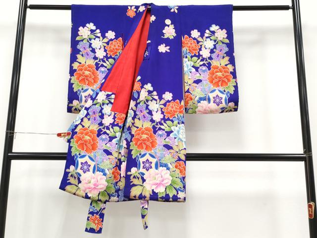平和屋本店[]極上　アンティーク　大正ロマン　七五三　女の子　7歳　祝着　宝尽くし花文　鉄紺色地　逸品　CYAA4980s6