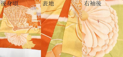 平和屋本店[]極上　アンティーク　大正ロマン　七五三　女の子　3歳　羽織　檜扇花文　丹色地　逸品　CYAA4984s6