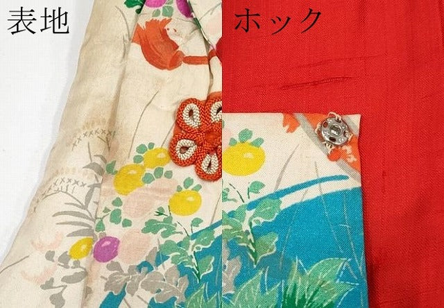 平和屋本店[]極上　アンティーク　大正ロマン　七五三　女の子　3歳　被布　御所車花文　逸品　CYAA4985s6