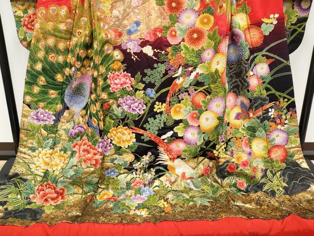 平和屋本店●極上 中国三大刺繍相良刺繍 総刺繍 駒刺繍 色打掛 お引きずり 和装 婚礼 結婚式 花嫁 神社挙式 暈し染 金銀彩 逸品 CYAA4986s6
