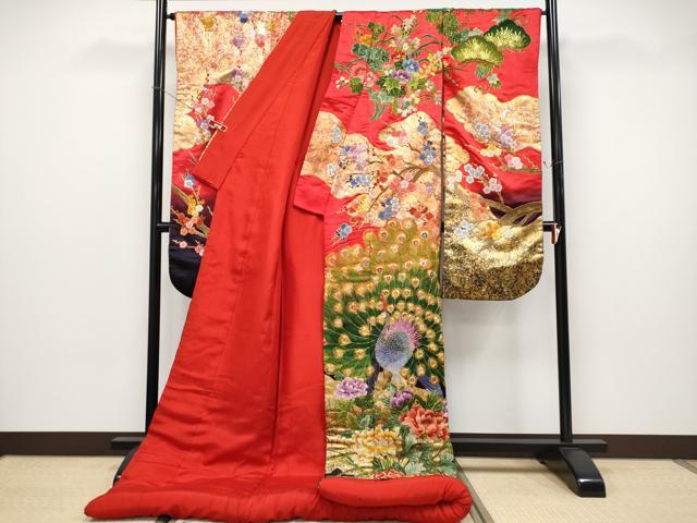 平和屋本店●極上 中国三大刺繍相良刺繍 総刺繍 駒刺繍 色打掛 お引きずり 和装 婚礼 結婚式 花嫁 神社挙式 暈し染 金銀彩 逸品 CYAA4986s6