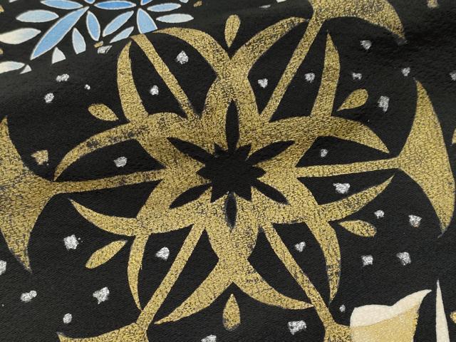 平和屋本店●極上　お引きずり・お引き摺り　黒留袖　雪華文　金銀彩　逸品　CYAA4988s6