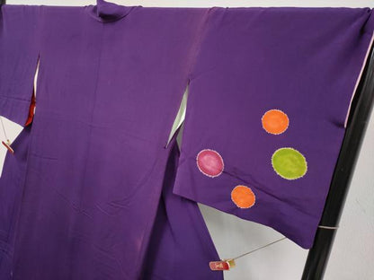 平和屋本店●極上　お引きずり・お引き摺り　訪問着　水玉　桑の実色地　逸品　CYAA4992s6