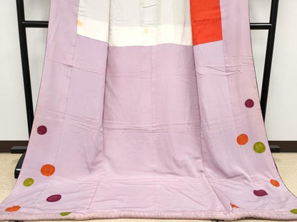 平和屋本店●極上　お引きずり・お引き摺り　訪問着　水玉　桑の実色地　逸品　CYAA4992s6