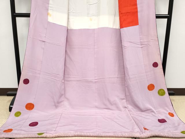 平和屋本店●極上　お引きずり・お引き摺り　訪問着　水玉　桑の実色地　逸品　CYAA4992s6
