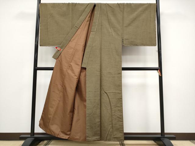 平和屋本店●極上　男性　源氏紬　アンサンブル・長襦袢セット　キングサイズ　涅色　布四季庵　証紙付き　逸品　未使用　CYAA4997s6
